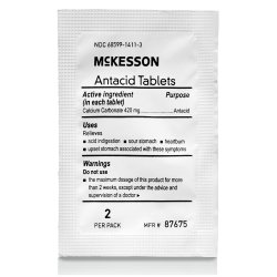 Antacid McKesson Brand 420 mg Strength Tablet 250 Packets per Box, 2 Tablets per Packet - Image 2
