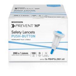 Safety Lancet McKesson Prevent® HP 28 Gauge Retractable Push Button Activation Finger - Image 2