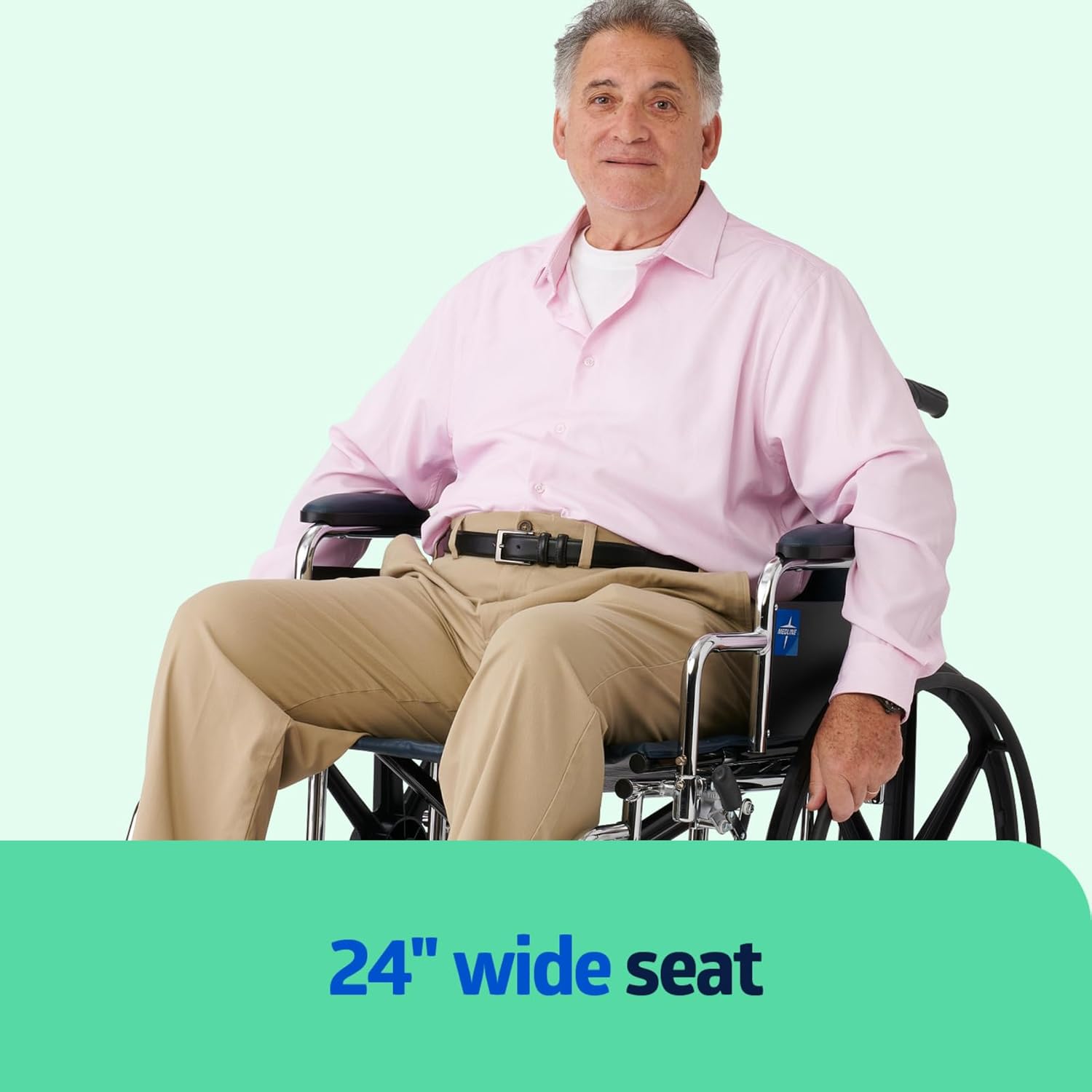 Medline Excel Extra-Wide Bariatric Wheelchair For Adults and Seniors with 24" Wide Seat, Supports up to 500 lbs - Image 5