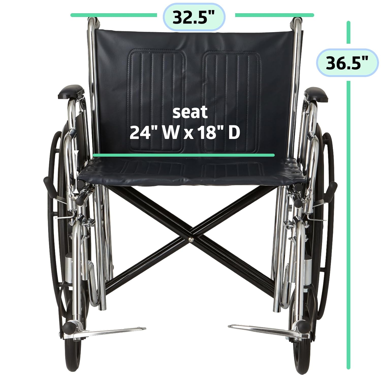 Medline Excel Extra-Wide Bariatric Wheelchair For Adults and Seniors with 24" Wide Seat, Supports up to 500 lbs - Image 6