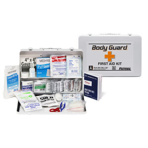 10" H x 14" W x 2-3/4" D 50 Person AgentĀ® Metal First Aid Kit