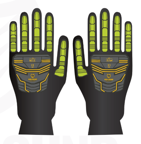 Light-duty knit gloves with nitrile-coated palms and Impact Light Duty TPR impact protection
